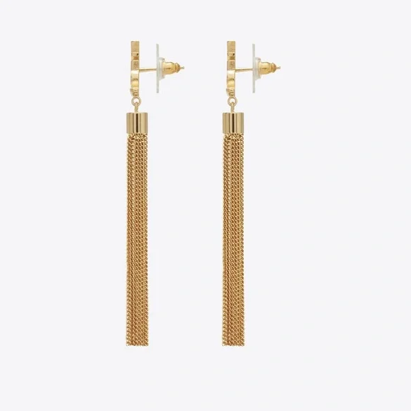 Saint LaurentYSL LouLou Chain Tassel Earrings — Gold Tone